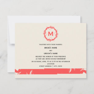 Vintage Inspired Monogram bröllopsinbjudan - Red Inbjudningar