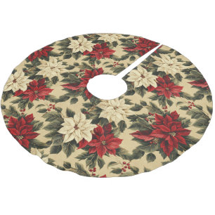 Vintage Inspired Poinsettia Mönster Julgransmatta Borstad Polyester