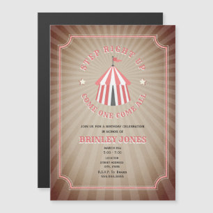 Vintage Inspired Rosa Circus Tält Birthday Magnetisk Inbjudningskort