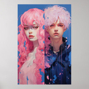 Vintage Inspired Rosa Dam och Blue Boy Poster - D