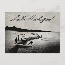 Vintage Inspired Sjö Michigan Beach Postcard Vykort