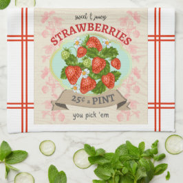 Vintage Inspired Strawberry Kökshandduk