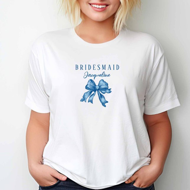 Vintage Inspired Toile Fransk Blue Bröllopsfest T Shirt (Skapare uppladdad)