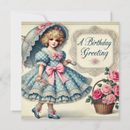 Vintage-Inspired Watercolor Birthday Card - Retro Kort