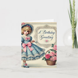 Vintage-Inspired Watercolor Birthday Card - Retro Kort