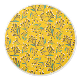 Vintage-inspirerad blå färg botaniskt mönster kera knopp