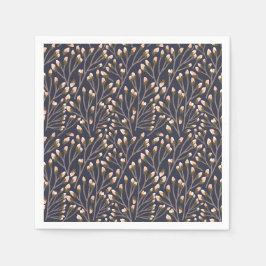 Vintage-inspirerad blå färg botaniskt mönster serv pappersservett