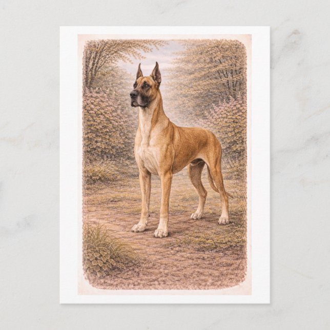 Vintage-inspirerad Grand Danois Vykort (Framsida)