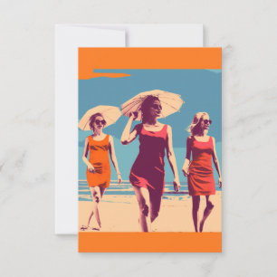 Vintage inspirerad, retro strandscen  tack kort