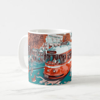 Vintage-inspirerad spårvagn, troligen inspirerad a kaffemugg