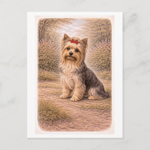 Vintage-inspirerad Yorkshireterrier Vykort