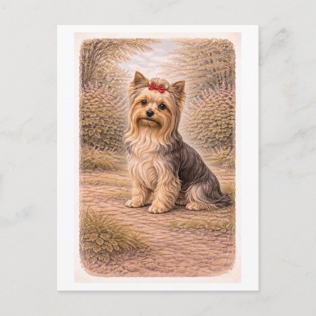Vintage-inspirerad Yorkshireterrier Vykort (Framsida)