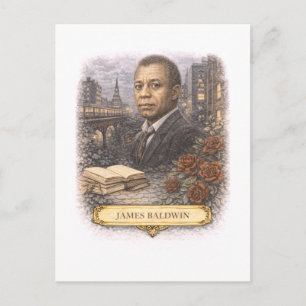 Vintage-inspirerat James Baldwin-författarkort Vykort