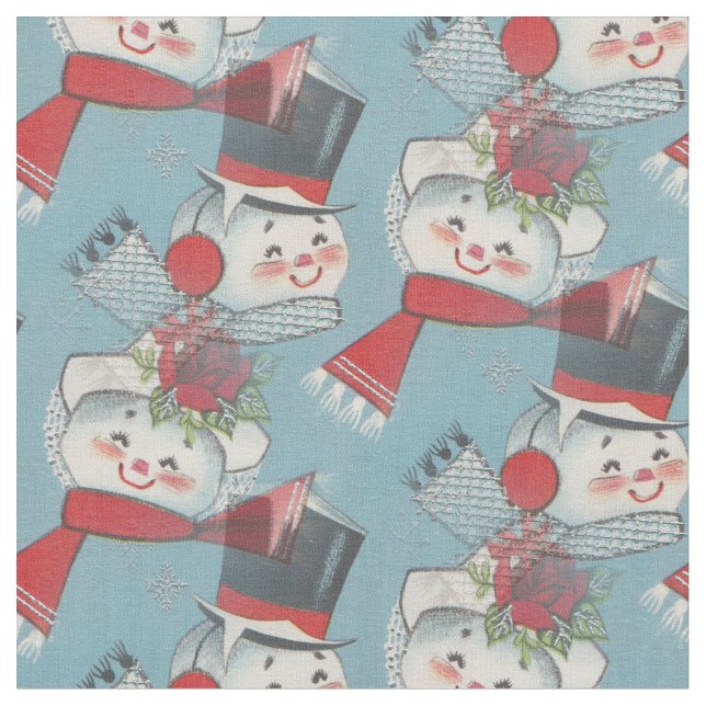 Vintage inspirerat snögubbetrycktyg tyg (Närbild)