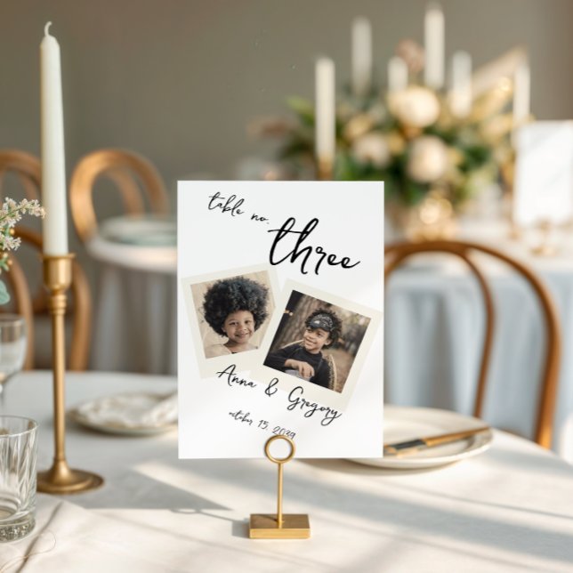 Vintage Instant Photo Handwriting 5x7 Table Number Inbjudningar (Skapare uppladdad)