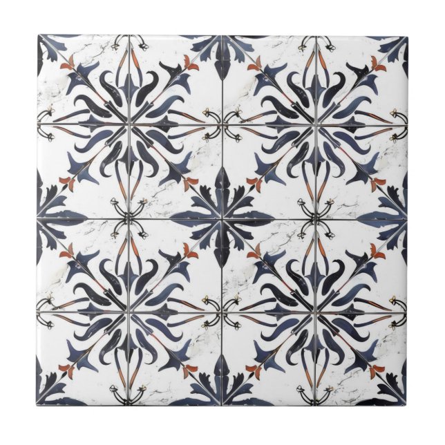 Vintage Intricate Tile Mönster Kakelplatta (Framsidan)