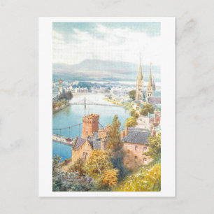Vintage Inverness från Castle Hill, Skottland Vykort