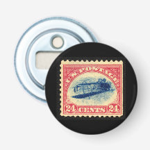 Vintage Inverted Jenny Frimärksmärke Flasköppnare