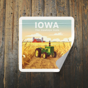 Vintage Iowa Fyrkantigt Klistermärke