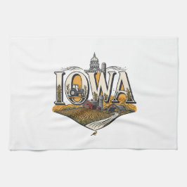 Vintage Iowa Heartland Farm State Pride Kökshandduk