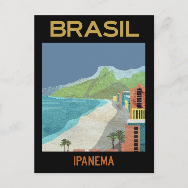 Vintage Ipanema Brasilien Beach Travel Vykort (Framsida)