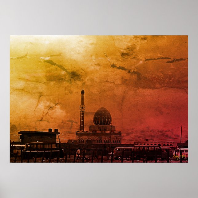Vintage Irak Bagdad Buniya-moskén Poster (Framsidan)