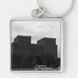 Vintage Irak Bagdad-museum 1970 Fyrkantig Silverfärgad Nyckelring