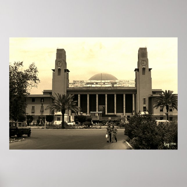 Vintage Irak Bagdads centrala järnvägsstation Poster (Framsidan)