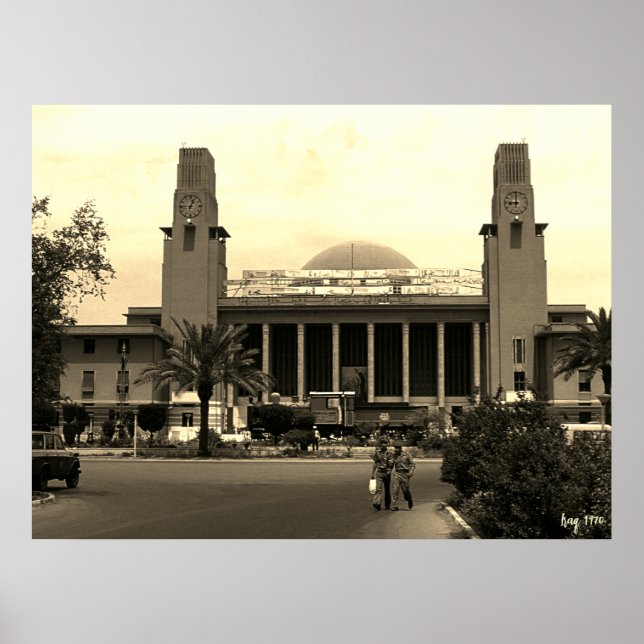 Vintage Irak Bagdads centrala järnvägsstation Poster (Framsidan)