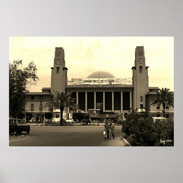 Vintage Irak Bagdads centrala järnvägsstation Poster (Framsidan)