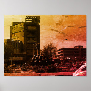 Vintage Irak baghdad fontän Poster