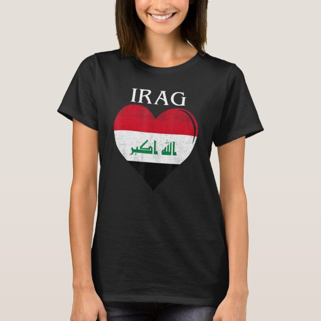 Vintage Iraks Flagga för Irak T Shirt (Framsida)