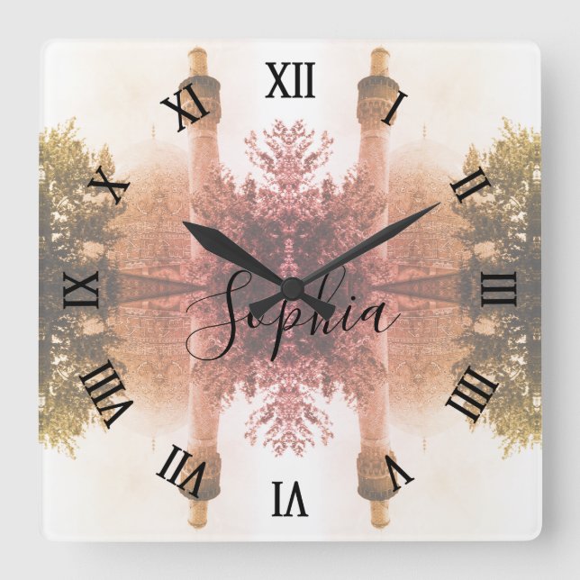 Vintage Iran Isfahan royal mosque Fyrkantig Klocka (Framsida)