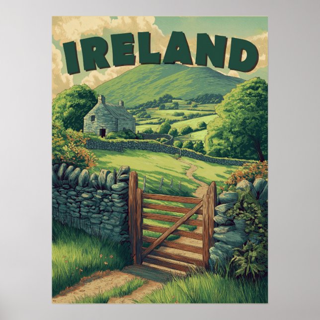 Vintage Ireland Countryside Poster (Framsidan)