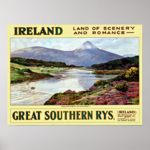Vintage Ireland Land of Scenery and Romantik Trave Poster