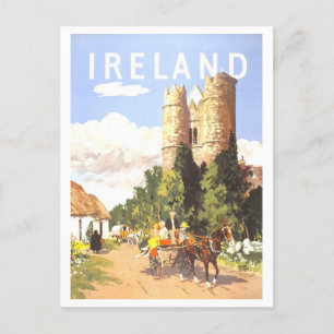 Vintage Ireland Travel Poster Vykort