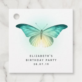 Vintage Iridescent Butterfly and Damask Gåvor Etiketter