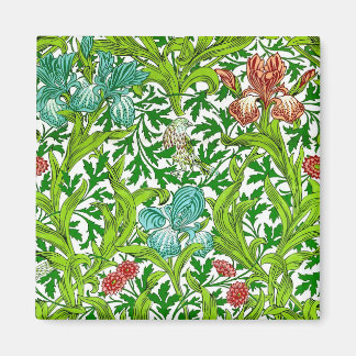 Vintage Iris Bird Blommönster William Morris Magnet