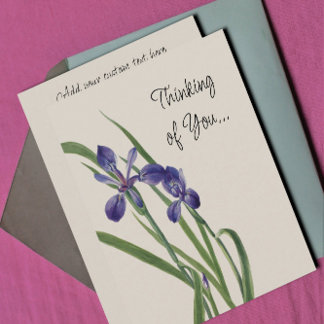 Vintage Iris Flowers Botanical Watercolor Anteckningskort