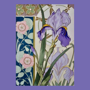Vintage Iris Illustration Kort