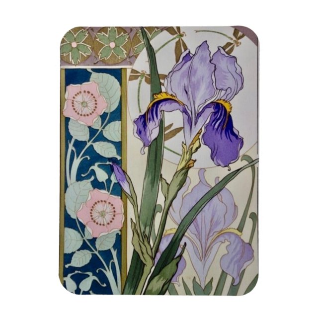 Vintage Iris Illustration Magnet (Vertikal)