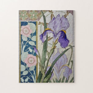 Vintage Iris-illustration Pussel