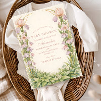 Vintage Iris Och Blåklocka Botanisk Bebis Shower