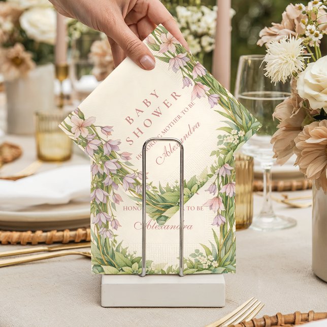 Vintage Iris Och Blåklocka Botanisk Bebis Shower Pappersservett (Skapare uppladdad)