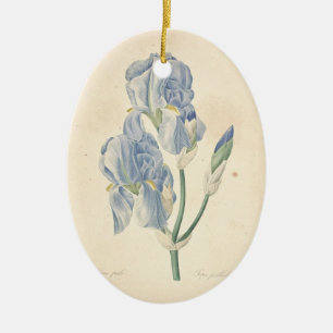 Vintage Irises den beställnings- minnes- Julgransprydnad Keramik