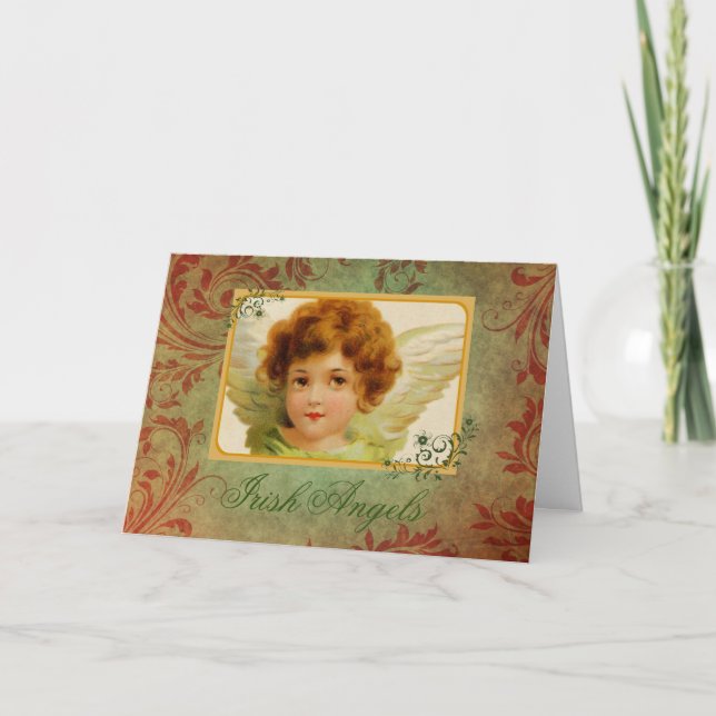 Vintage Irish Angel & Blating Kort (Framsida)