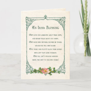 Vintage Irish Blating w/Shamrocks & Rustic Ram Helgkort