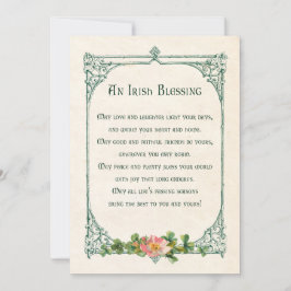 Vintage Irish Blating w/Shamrocks & Rustic Ram Julkort