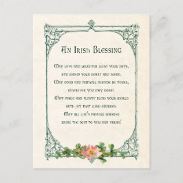 Vintage Irish Blating w/Shamrocks & Rustic Ram Vykort