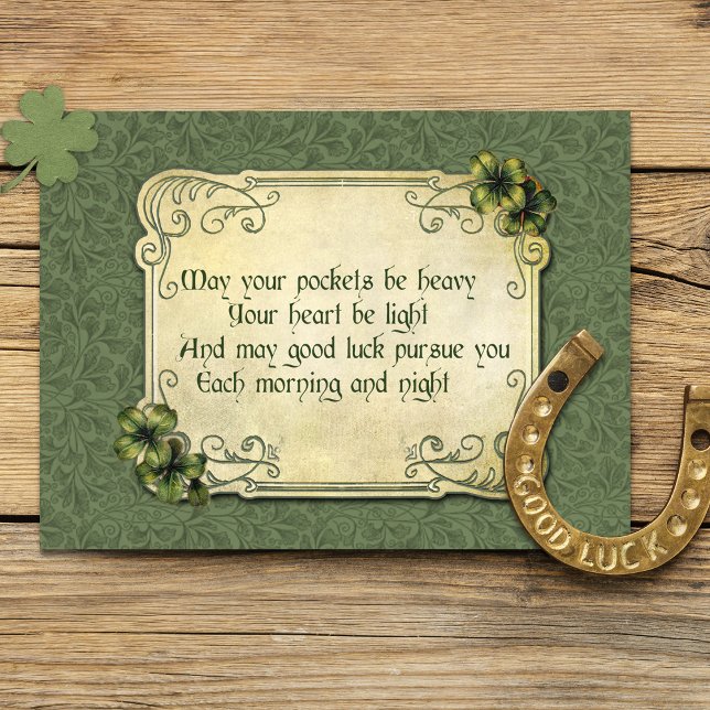 Vintage Irish Blessing and Shamrocks Vykort (Skapare uppladdad)